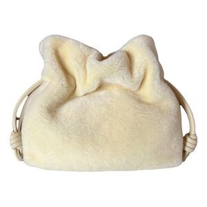 LOEWE Flamenco clutch shearling faux fur handbag